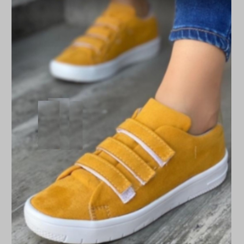 Yellow Suede Sneakers For Women